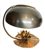 MAISON CHARLES “NENUPHAR” BRONZE LAMP WITH ORIGNAL DOMED METAL SHADE
