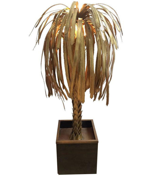 MAISON JANSEN BRASS PALM TREE FLOOR LAMP
