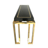 MAISON JANSEN STYLE BRASS AND BLACK LUCITE CONSOLE TABLE