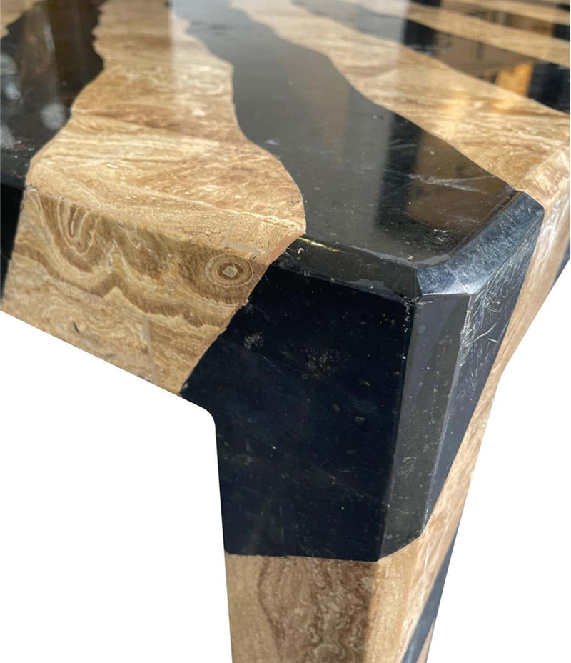 MAITLAND SMITH COFFEE TABLE WITH TESSELLATED MARBLE ZEBRA PATTERN FINISH