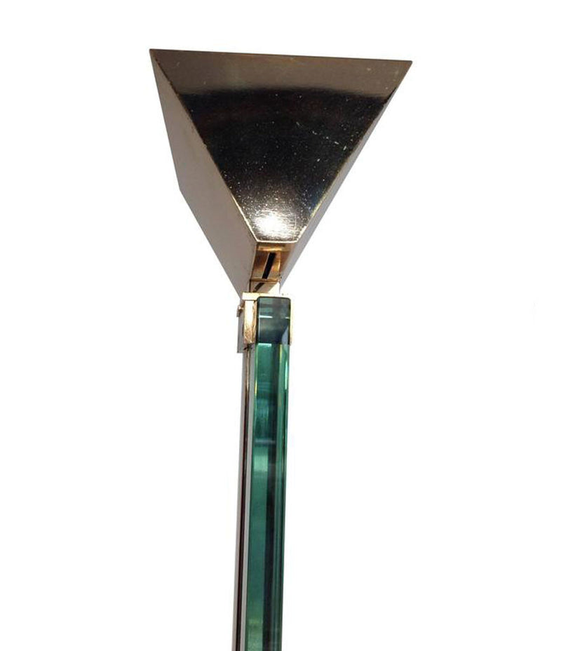 MAURO MARTINI GLASS AND BRASS FLOOR LAMP