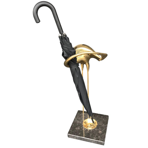 MIDCENTURY BRASS FLAMINGO SHAPED UMBRELLA HOLDER