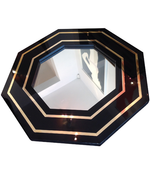 J C Mahey octagonal mirror black lacquer and brass