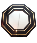 J C Mahey octagonal mirror black lacquer and brass