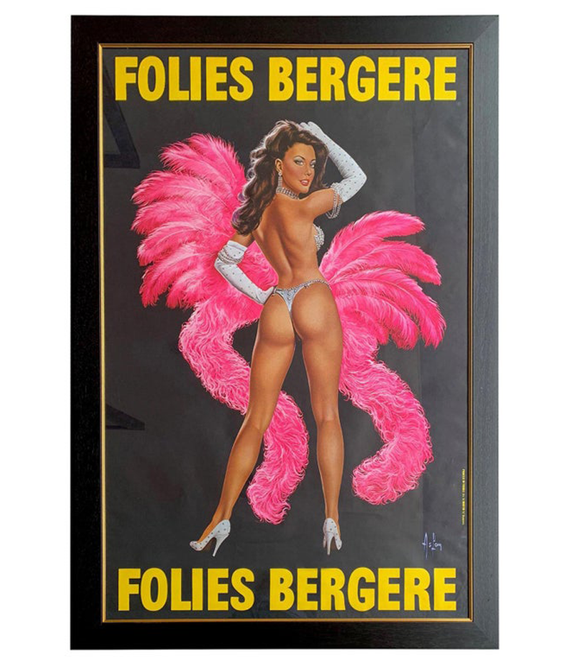 ORIGINAL 1950S LARGE FOLIES BERGERE POSTER BY ALAIN GOURDON AKA ASLAN