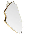 ORIGINAL 1950S ITALIAN BRASS SHIELD MIRROR WITH CENTRAL DECORATIVE TOP DETAIL