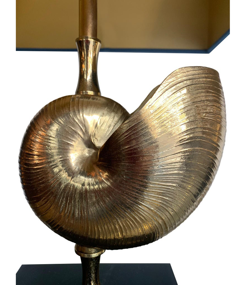 PAIR A BRASS NAUTILUS LAMPS IN THE STYLE OF MAISON CHARLES WITH BLUE – Ed  Butcher