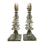PAIR OF 1930S FRENCH CRYSTAL GLASS LAMPS