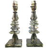PAIR OF 1930S FRENCH CRYSTAL GLASS LAMPS