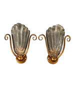 PAIR OF 1950S BAROVIER AND TOSO, MURANO GLASS WALL SCONCES WITH BRASS FITTINGS
