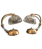 PAIR OF 1950S BAROVIER & TOSO GLASS AND BRASS LAMPS