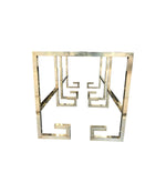 PAIR OF BRASS GREEK KEY DESIGN SIDE TABLES