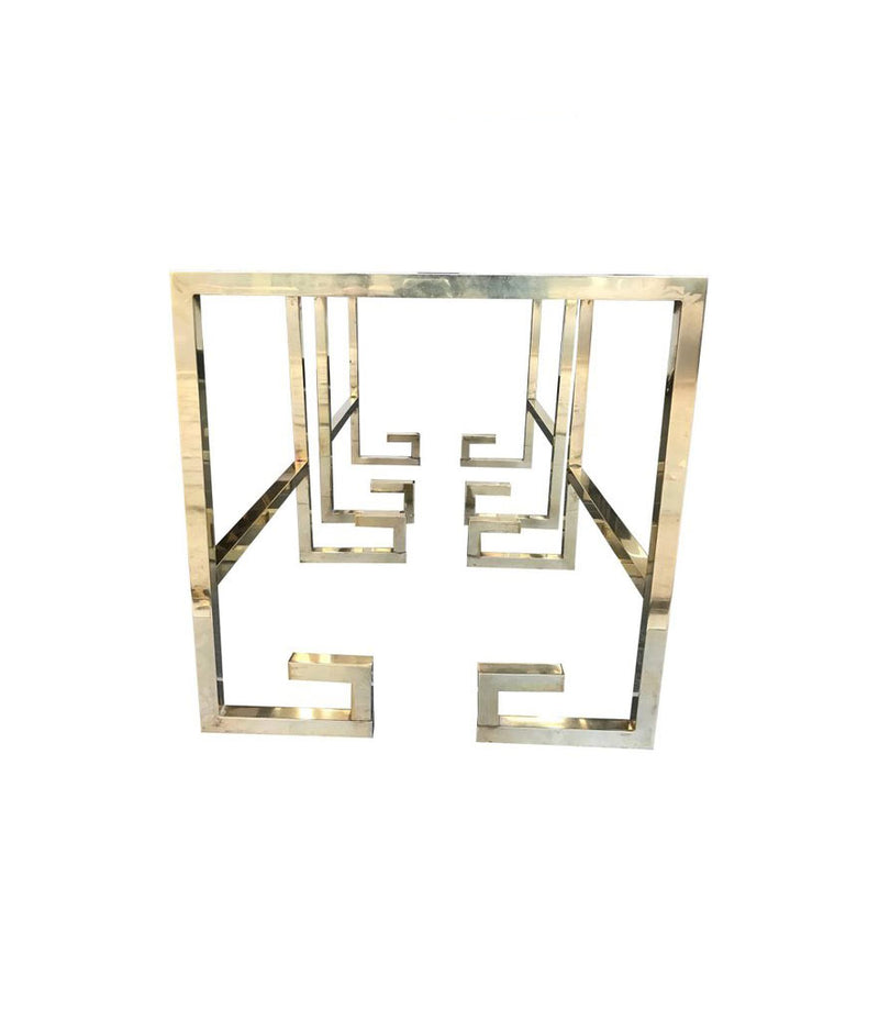 PAIR OF BRASS GREEK KEY DESIGN SIDE TABLES