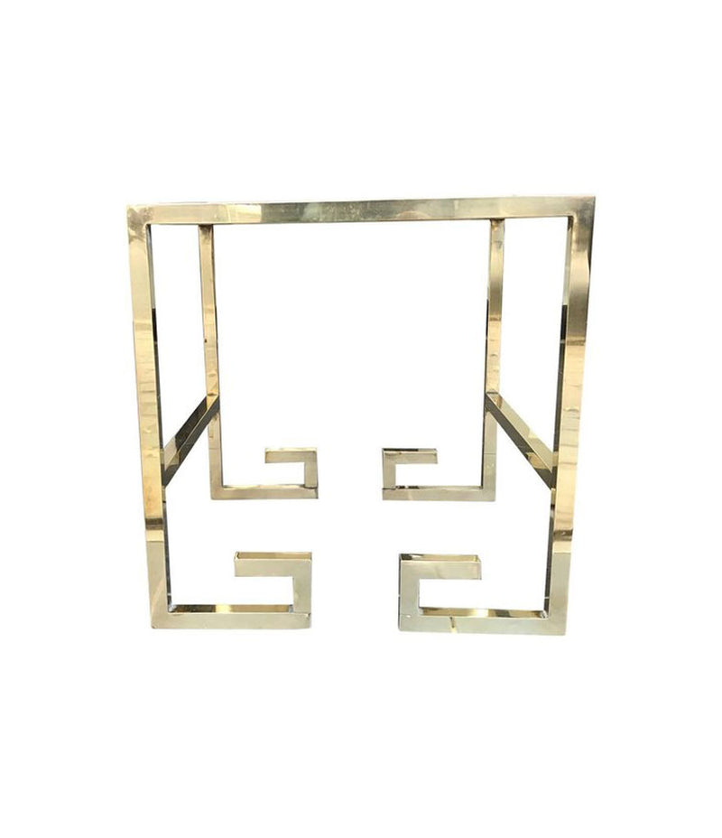 PAIR OF BRASS GREEK KEY DESIGN SIDE TABLES