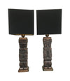 PAIR OF CARVED WOODEN TIKI LAMPS