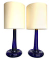 PAIR OF COBALT BLUE "FLEUR" LAMPS BY HOLMEGAARD