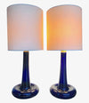 PAIR OF COBALT BLUE "FLEUR" LAMPS BY HOLMEGAARD