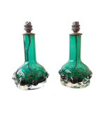 PAIR OF GREEN KOSTA GLASS LAMPS