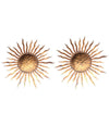 PAIR OF LARGE 1950S WROUGHT IRON SUNBURST WALL SCONCES