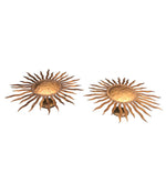 PAIR OF LARGE 1950S WROUGHT IRON SUNBURST WALL SCONCES