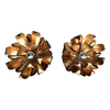 PAIR OF LARGE GILT METAL FLOWER WALL LIGHTS