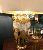 PAIR OF LARGE ITALIAN CERAMIC LAMPS WITH JAPANESE RELIEF DESIGNS