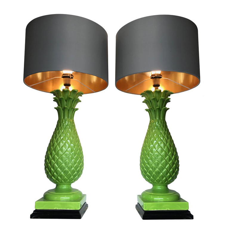 PAIR OF LARGE ITALIAN CERAMIC PINEAPPLE LAMPS