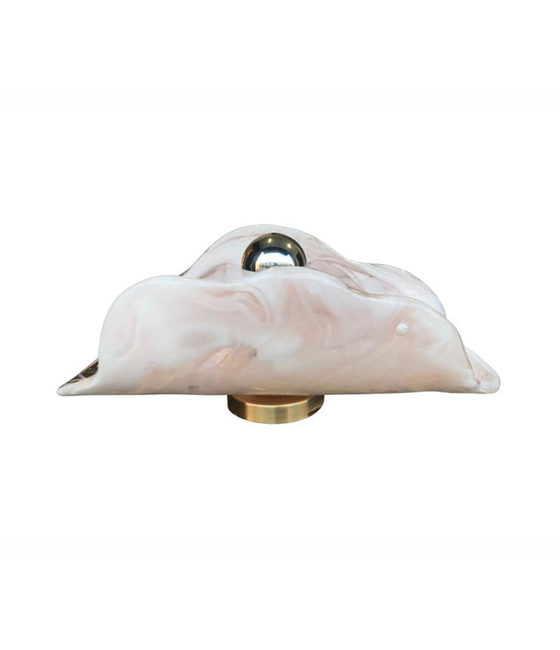 PAIR OF LARGE MAZZEGA PINK AND WHITE LATTIMO GLASS WALL SCONCES