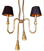 PAIR OF LARGE VALENTI BRASS ROPE AND TASSLE WALL LIGHTS