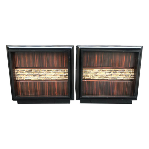 PAIR OF LUCIANO FRIGERIO PALISANDER AND BRONZE SIDE CABINETS