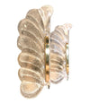 PAIR OF ORREFORS GLASS AND BRASS LEAF SCONCES BY CARL FAGERLUND