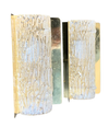 PAIR OF ORREFORS GLASS WALL SCONCES ON BRASS PLATES BY FALKENSBERG, SWEDEN