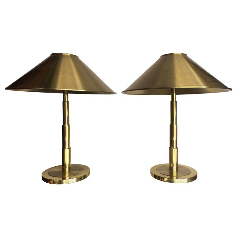 PAIR OF SWEDISH BRASS TABLE LAMPS