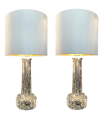 PAIR OF SWEDISH GLASS LAMPS BY ORREFORS WITH NICKEL FITTINGS