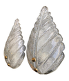 PAIR OF TEXTURED MURANO GLASS LEAF WALL SCONCES WITH BRASS SCREW FITTINGS