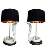 PAIR OF TOMMASO BARBI CERAMIC COBRA LAMPS