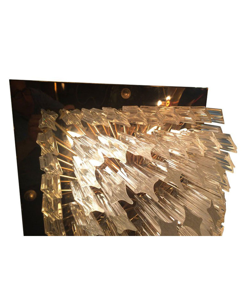 PAIR OF VENINI CRYSTAL CHANDELIERS ON GOLD-PLATED FRAMES