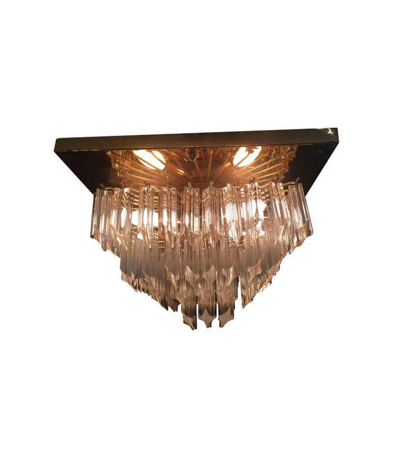 PAIR OF VENINI CRYSTAL CHANDELIERS ON GOLD-PLATED FRAMES