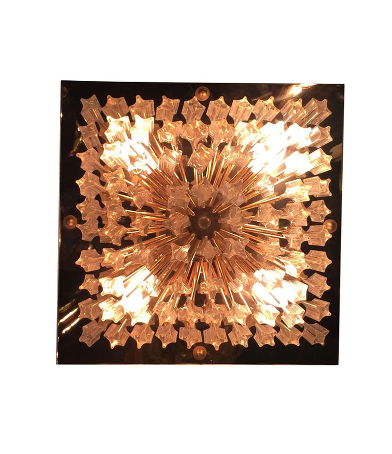 PAIR OF VENINI CRYSTAL CHANDELIERS ON GOLD-PLATED FRAMES