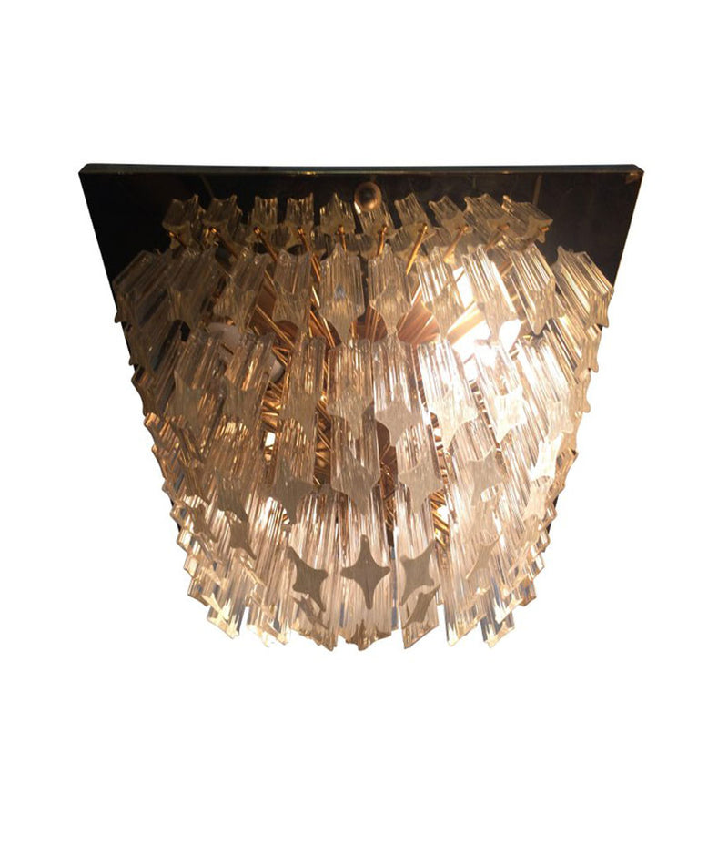 PAIR OF VENINI CRYSTAL CHANDELIERS ON GOLD-PLATED FRAMES