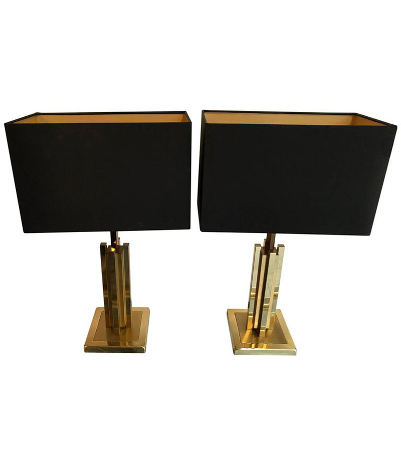 PAIR OF WILLY RIZZO BRASS TABLE LAMPS