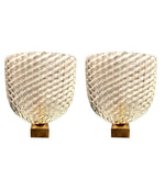 PAIR OF 1940S BAROVIER & TOSO GLASS AND BRASS WALL SCONCES