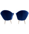 PAIR OF 1950S ITALIAN ARMCHAIRS WITH MATCHING OTTOMANS REUPHOLSTERED IN VELVET