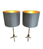 PAIR OF 1950S MAISON BAGUÈS BRASS FAUX BAMBOO LAMPS WITH NEW BESPOKE SHADES