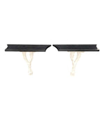 PAIR OF 1950S SERGE ROCHE STYLE CARVED WOOD AND LACQUERED PALM CONSOLE TABLES