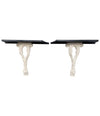 PAIR OF 1950S SERGE ROCHE STYLE CARVED WOOD AND LACQUERED PALM CONSOLE TABLES