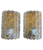 PAIR OF 1960S ORREFORS GLASS AND BRASS WALL SCONCES BY CARL FAGERLUND