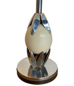 PAIR OF 1970S ANTHONY REDMILE STYLE CHROME AND REAL OSTRICH EGG LAMPS