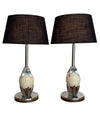 PAIR OF 1970S ANTHONY REDMILE STYLE CHROME AND REAL OSTRICH EGG LAMPS