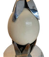 PAIR OF 1970S ANTHONY REDMILE STYLE CHROME AND REAL OSTRICH EGG LAMPS